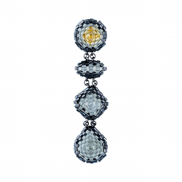 Aretes Diamantes Diamantes Negro Largos Gris